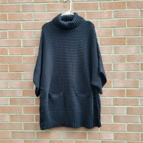 J. Crew Turtleneck poncho Black AR947 Medium - Picture 4 of 8